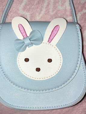 Kawaii Cute Bunny Crossbody Bag in Light Blue and White